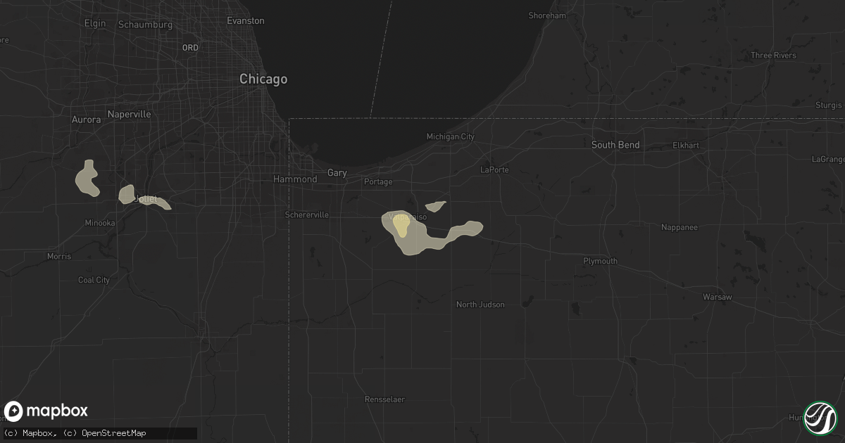Hail map in Valparaiso, IN on August 26, 2014