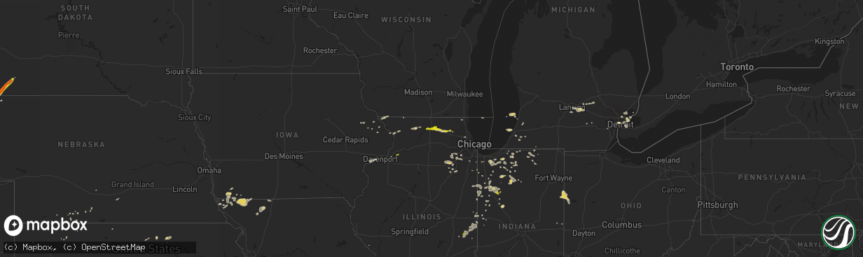 Hail map on August 26, 2014