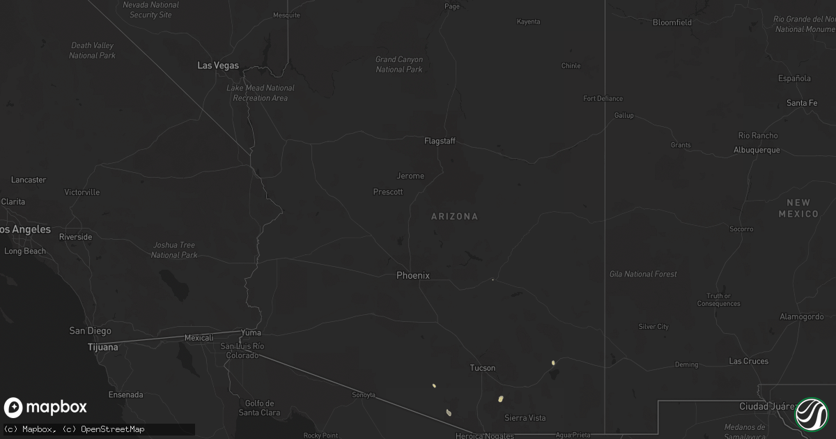 Hail map in Arizona on August 26, 2015