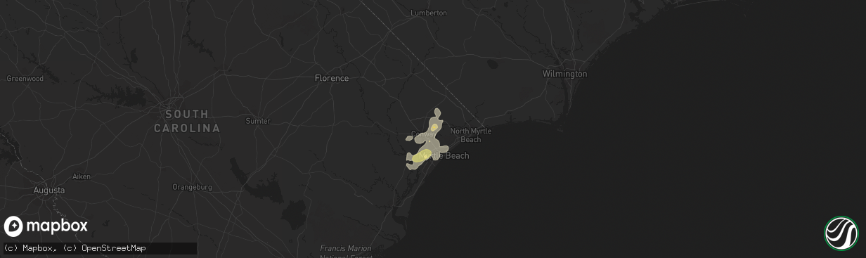 Hail map in Conway, SC on August 26, 2015