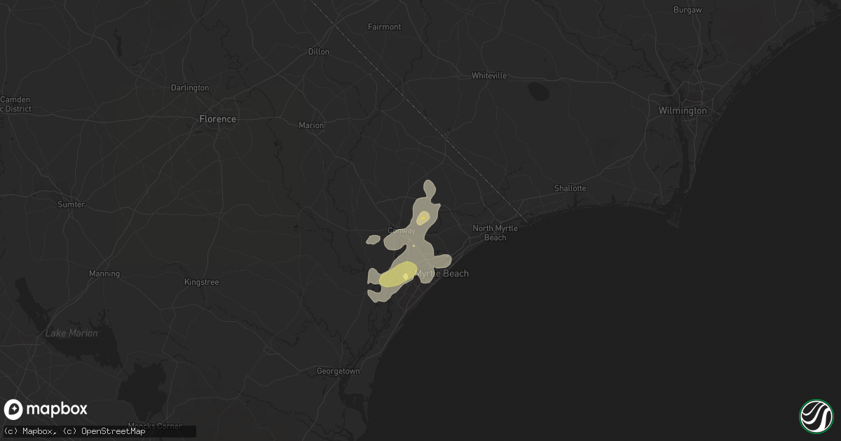 Hail map in Conway, SC on August 26, 2015
