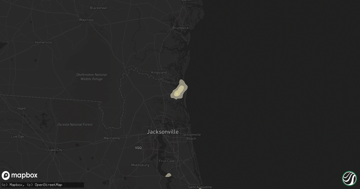 Hail map in Fernandina Beach, FL on August 26, 2015