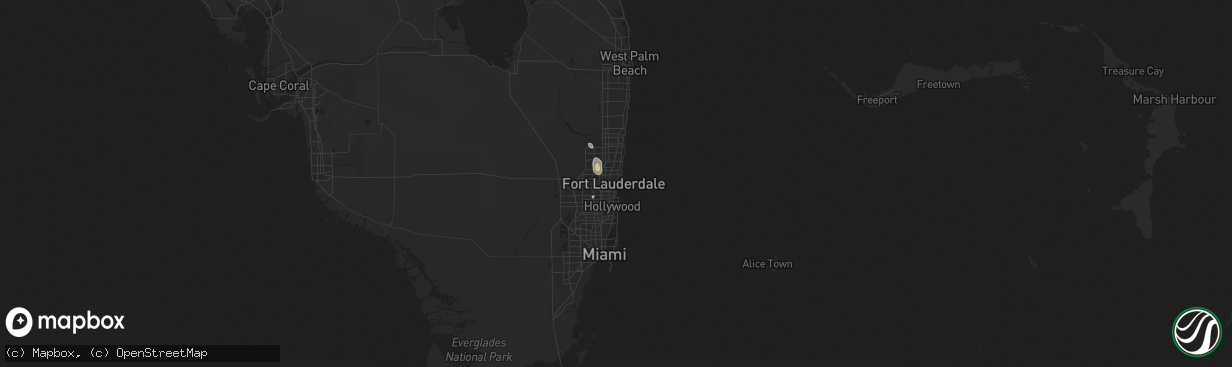 Hail map in Fort Lauderdale, FL on August 26, 2015