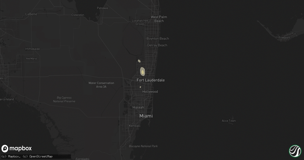 Hail map in Fort Lauderdale, FL on August 26, 2015