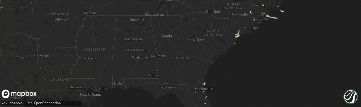 Hail map in Georgia on August 26, 2015