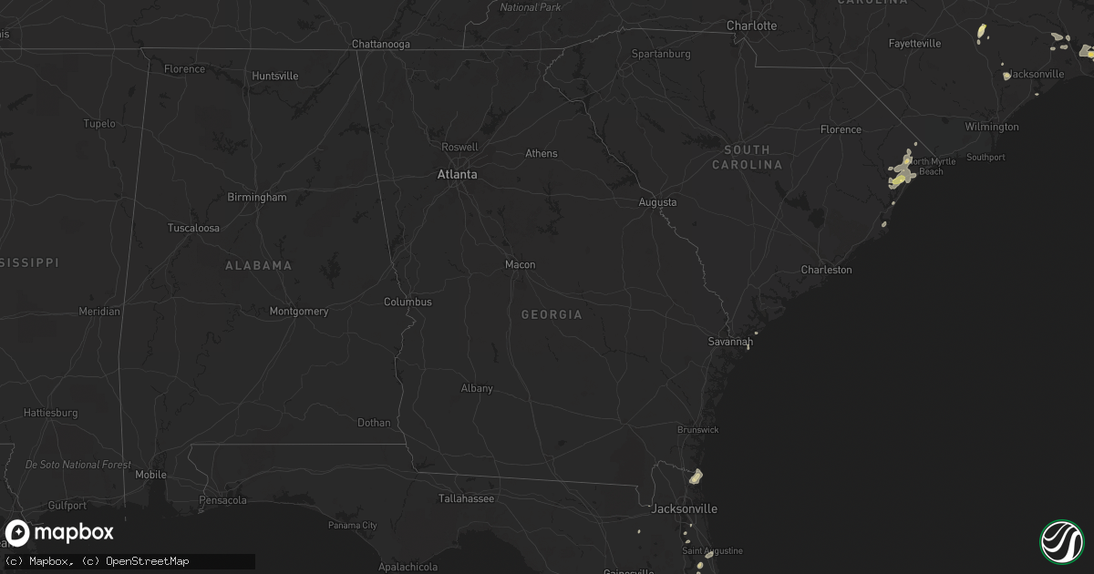 Hail map in Georgia on August 26, 2015
