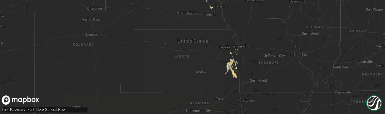 Hail map in Kansas on August 26, 2015