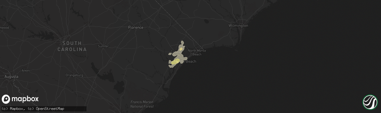 Hail map in Myrtle Beach, SC on August 26, 2015