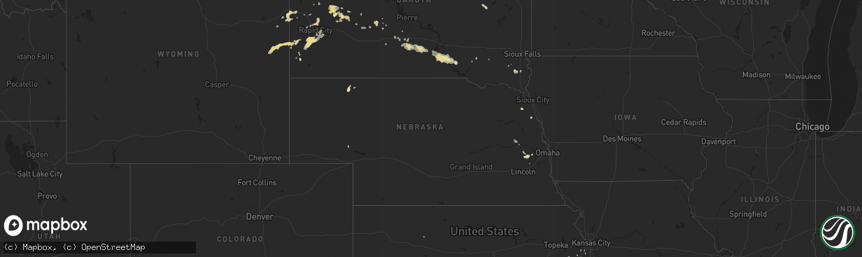 Hail map in Nebraska on August 26, 2015