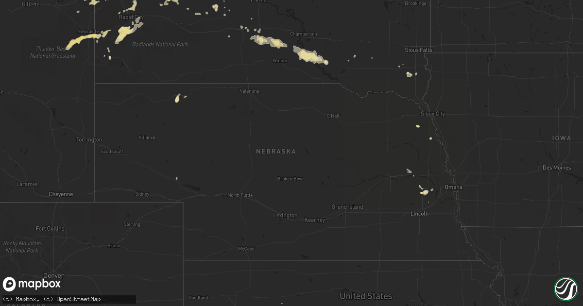 Hail map in Nebraska on August 26, 2015