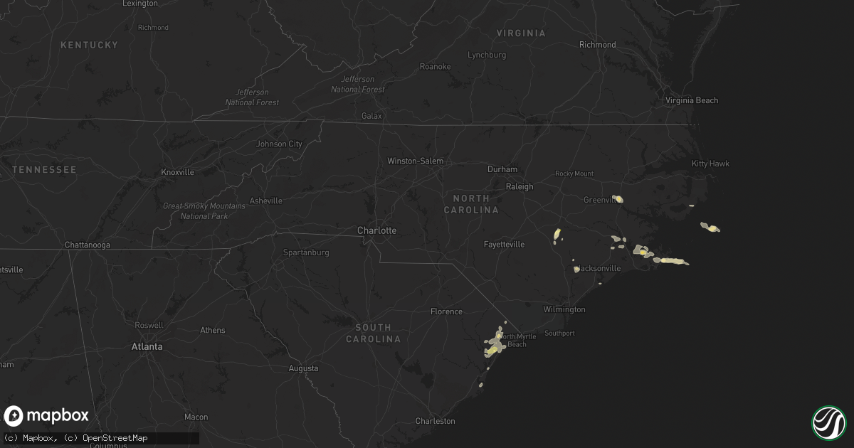 Hail map in North Carolina on August 26, 2015