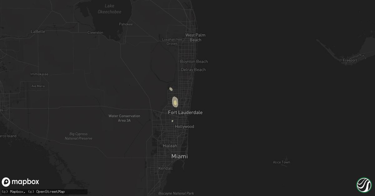 Hail map in Pompano Beach, FL on August 26, 2015