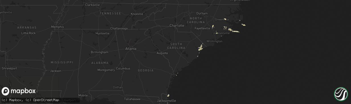 Hail map in South Carolina on August 26, 2015