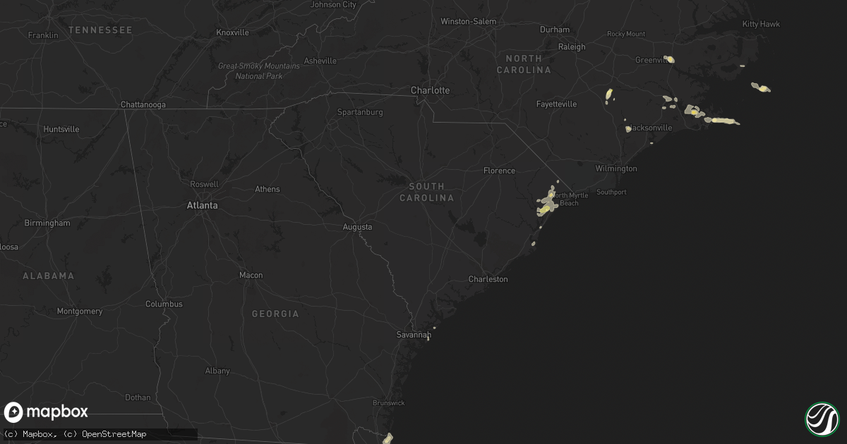 Hail map in South Carolina on August 26, 2015