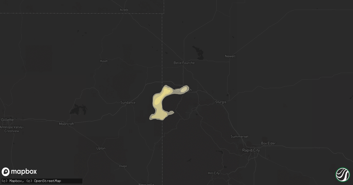 Hail map in Spearfish, SD on August 26, 2015