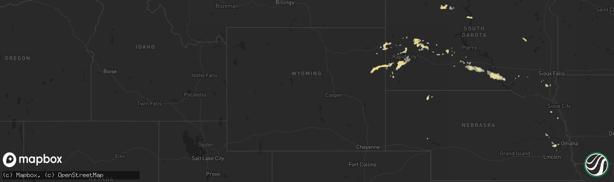 Hail map in Wyoming on August 26, 2015