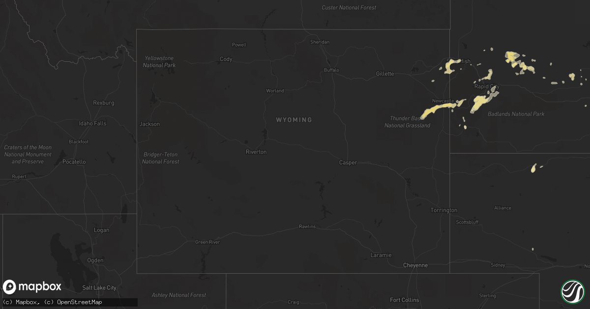 Hail map in Wyoming on August 26, 2015