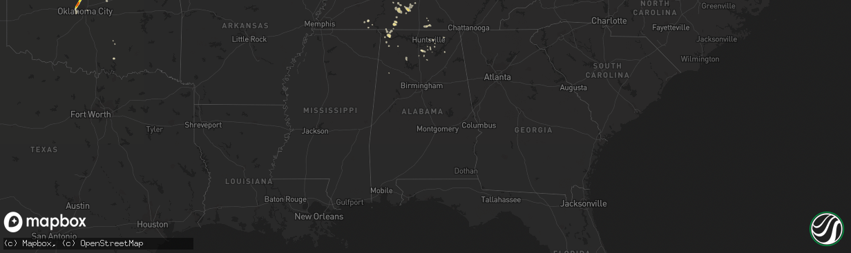 Hail map in Alabama on August 26, 2016