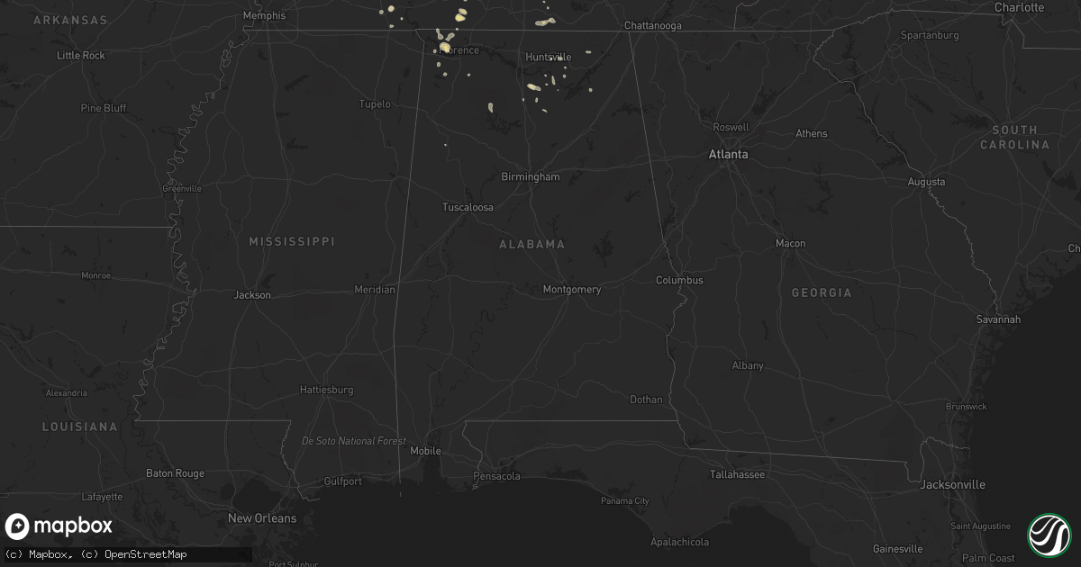 Hail map in Alabama on August 26, 2016