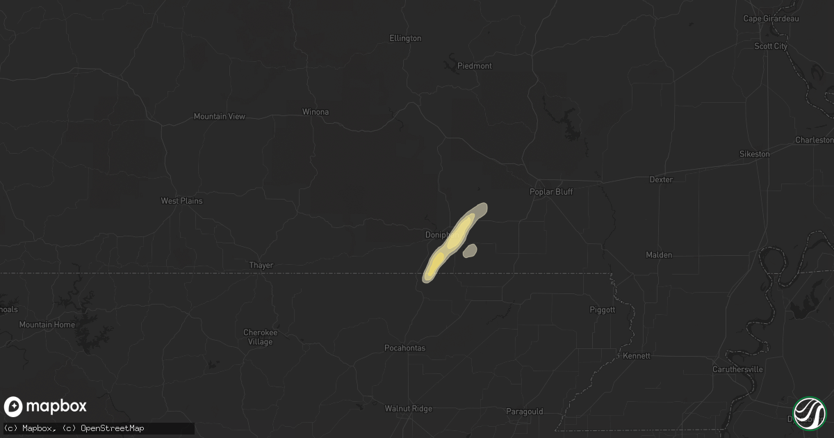 Hail map in Doniphan, MO on August 26, 2016