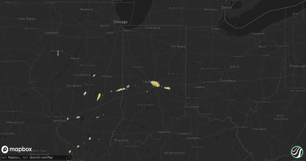 Hail map in Indiana on August 26, 2016
