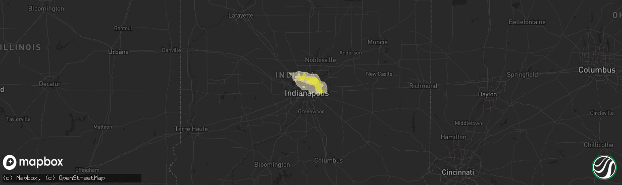 Hail map in Indianapolis, IN on August 26, 2016