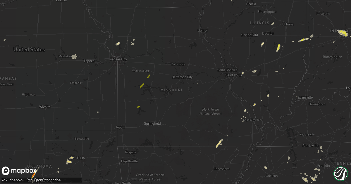 Hail map in Missouri on August 26, 2016