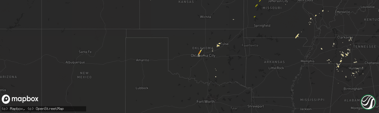 Hail map in Oklahoma on August 26, 2016