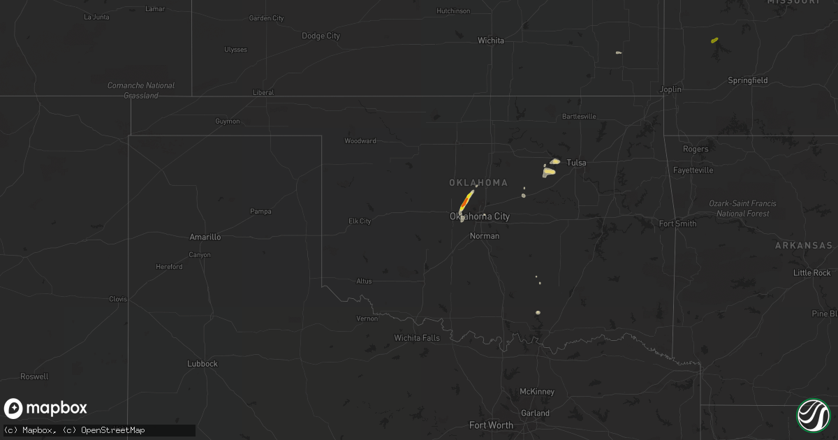 Hail map in Oklahoma on August 26, 2016
