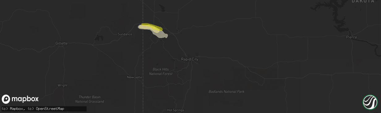 Hail map in Rapid City, SD on August 26, 2016