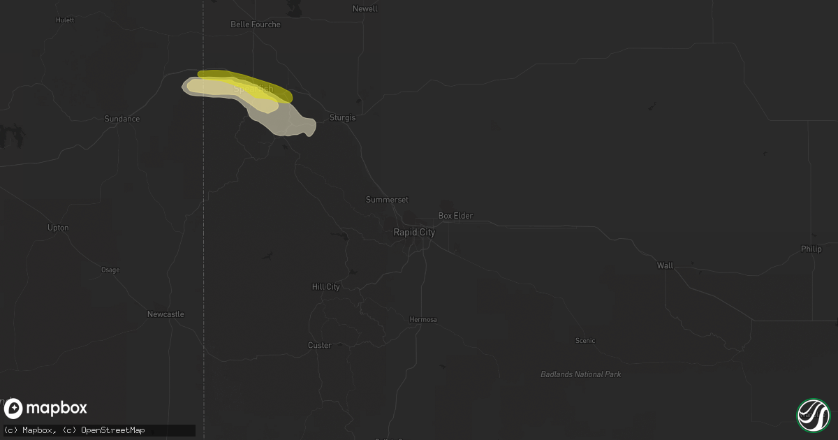 Hail map in Rapid City, SD on August 26, 2016