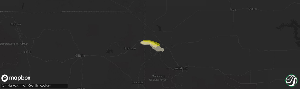 Hail map in Spearfish, SD on August 26, 2016