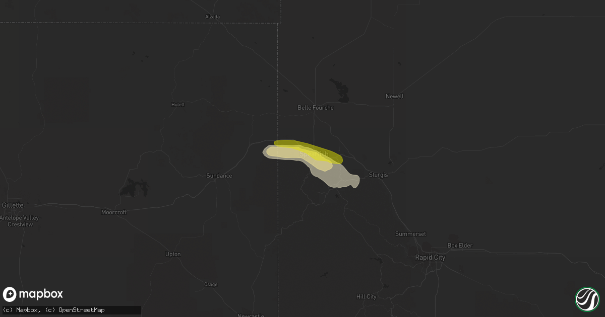 Hail map in Spearfish, SD on August 26, 2016