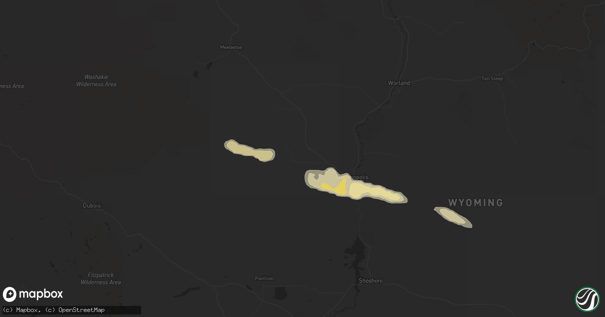 Hail map in Thermopolis, WY on August 26, 2016