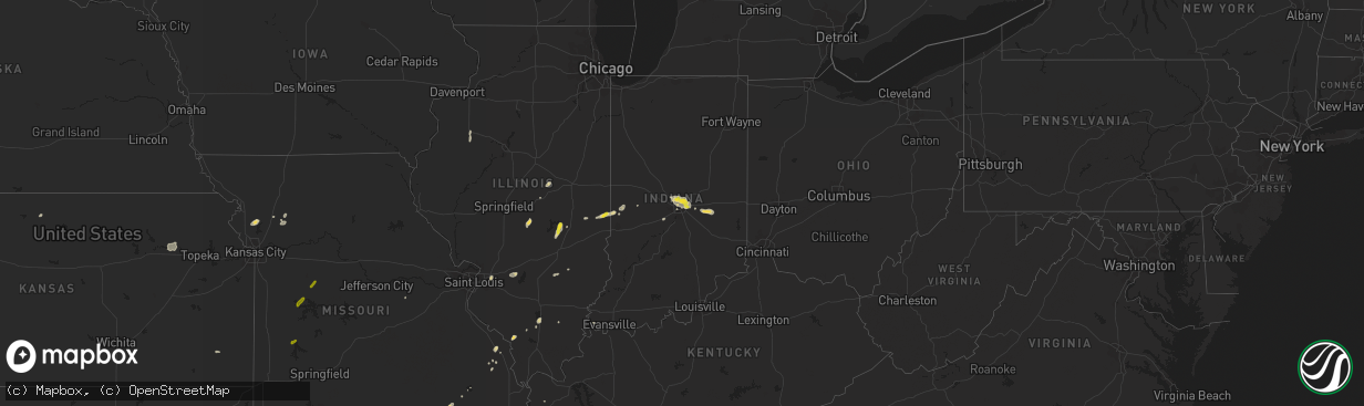 Hail map on August 26, 2016