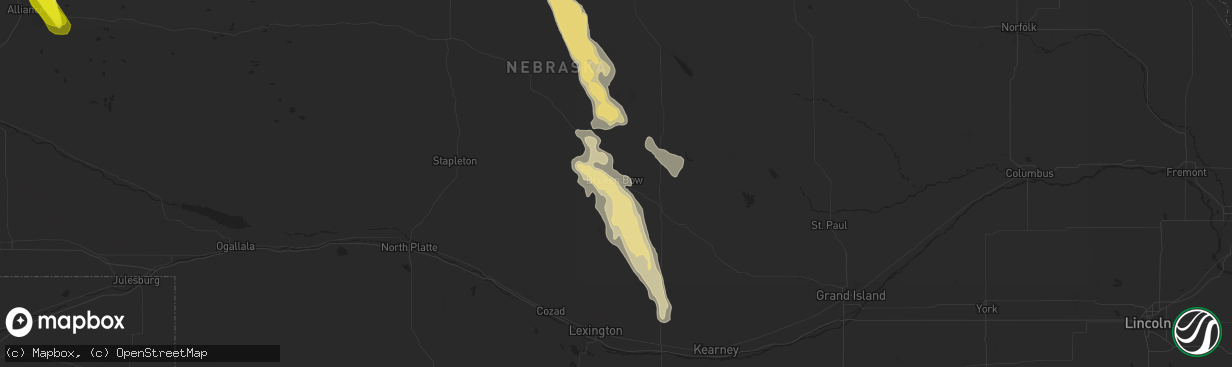 Hail map in Broken Bow, NE on August 26, 2017