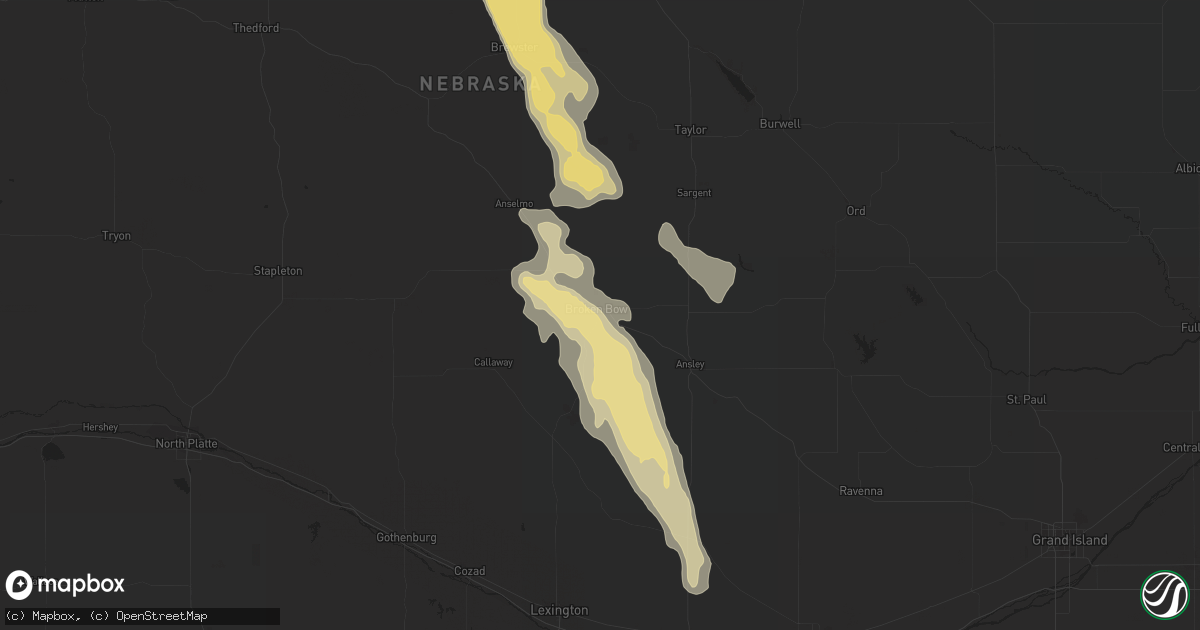 Hail map in Broken Bow, NE on August 26, 2017