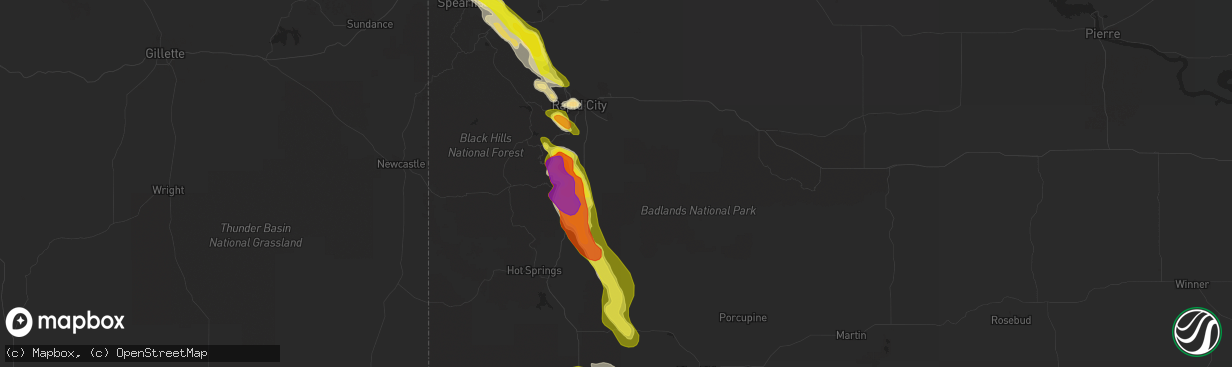 Hail map in Hermosa, SD on August 26, 2017