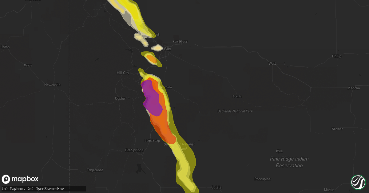 Hail map in Hermosa, SD on August 26, 2017
