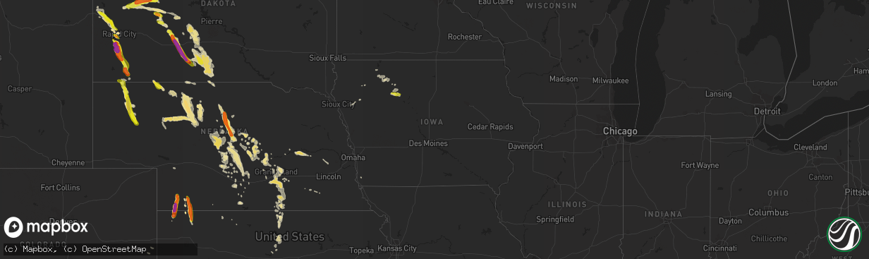 Hail map in Iowa on August 26, 2017