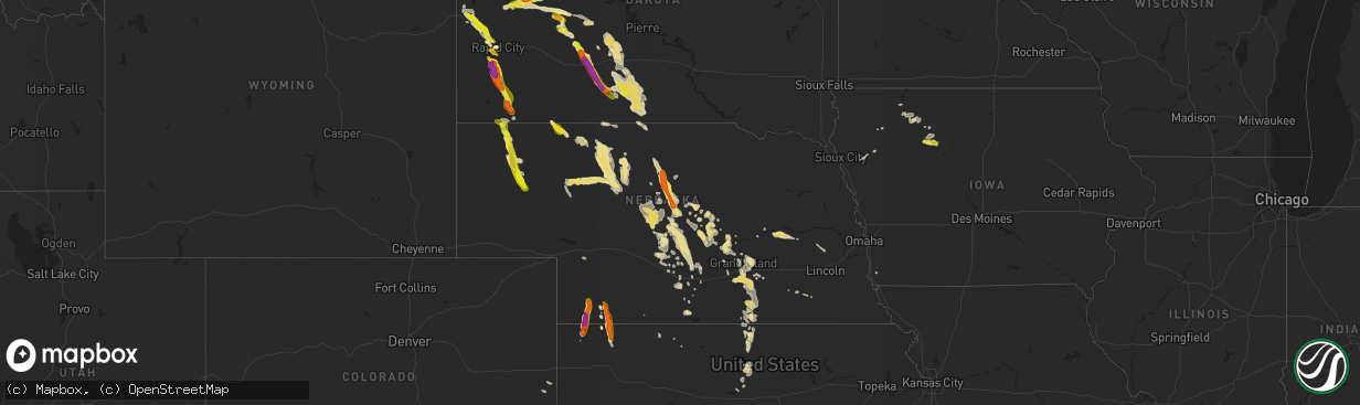 Hail map in Nebraska on August 26, 2017