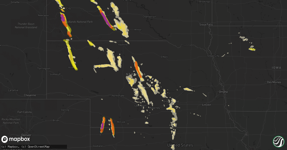 Hail map in Nebraska on August 26, 2017