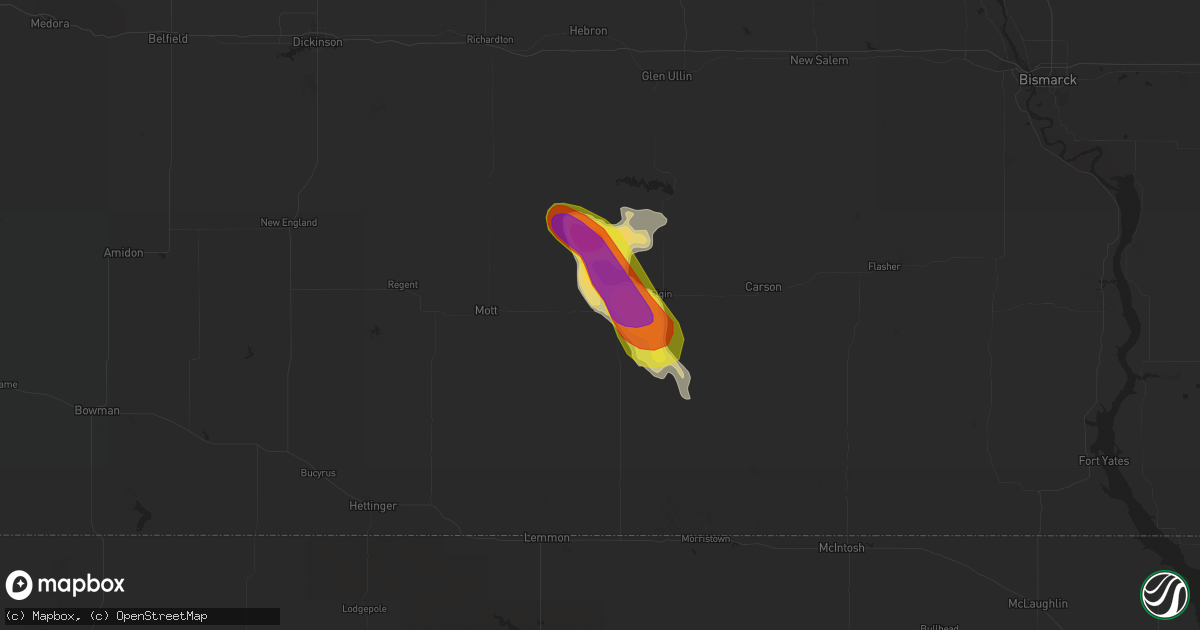 Hail map in New Leipzig, ND on August 26, 2017