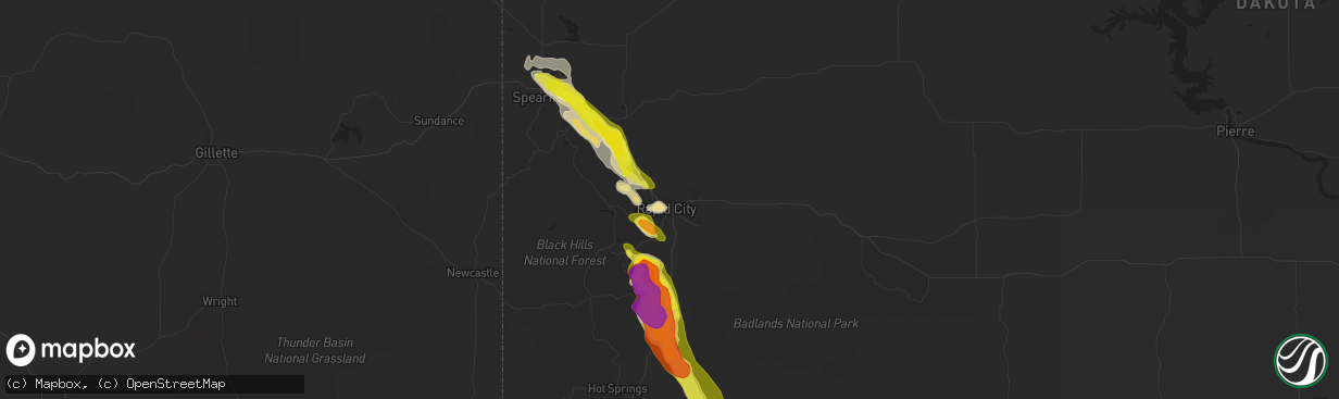 Hail map in Rapid City, SD on August 26, 2017