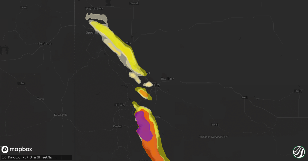 Hail map in Rapid City, SD on August 26, 2017