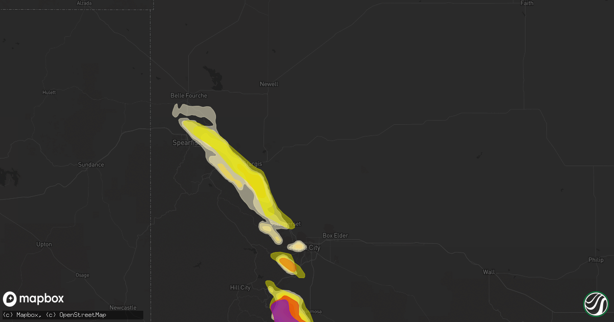Hail map in Sturgis, SD on August 26, 2017