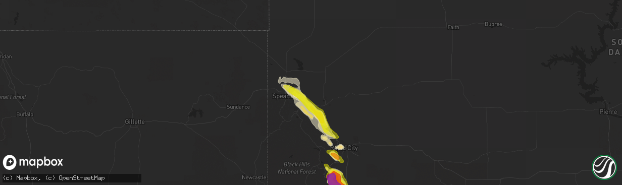 Hail map in Whitewood, SD on August 26, 2017