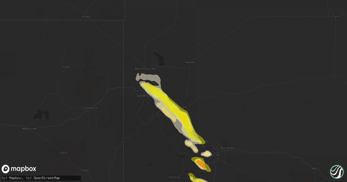 Hail map in Whitewood, SD on August 26, 2017