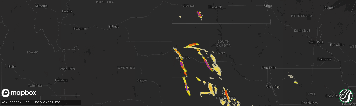 Hail map on August 26, 2017