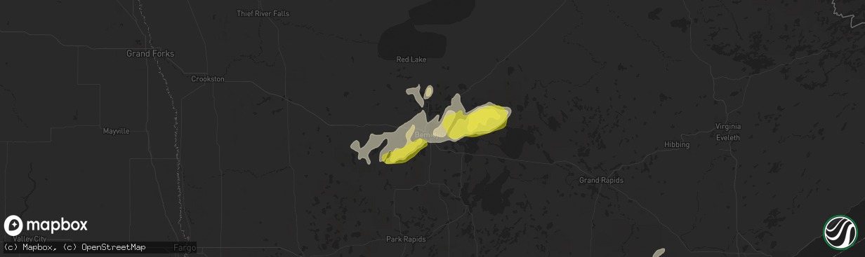 Hail map in Bemidji, MN on August 26, 2018